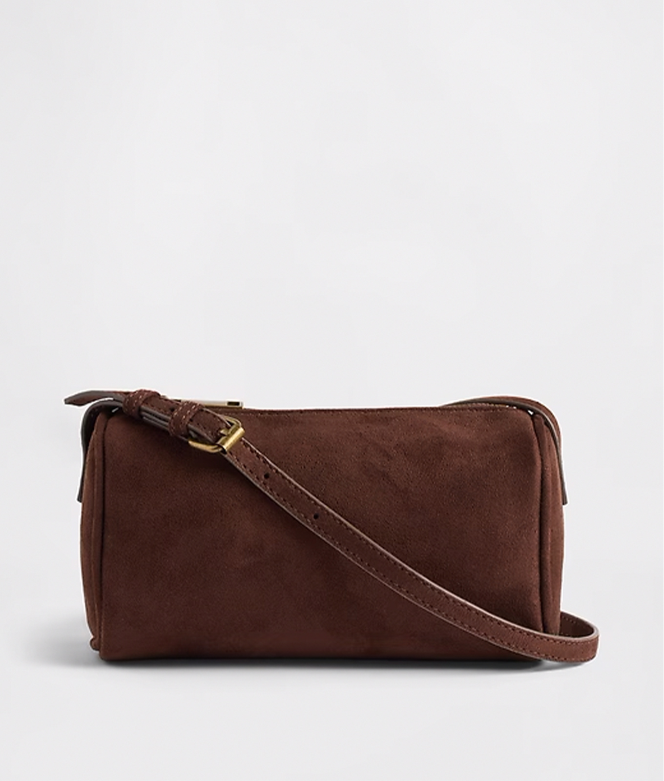 barrel bag trend: gap vegan suede bag