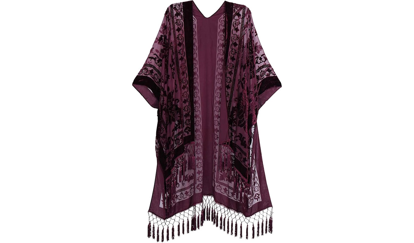 Eccentric Aunt Spring 2026: Purple burnout velvet kimono