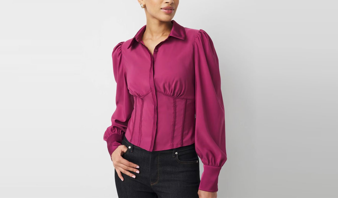 Eccentric Aunt Spring 2026: White House Black Market corset button-down