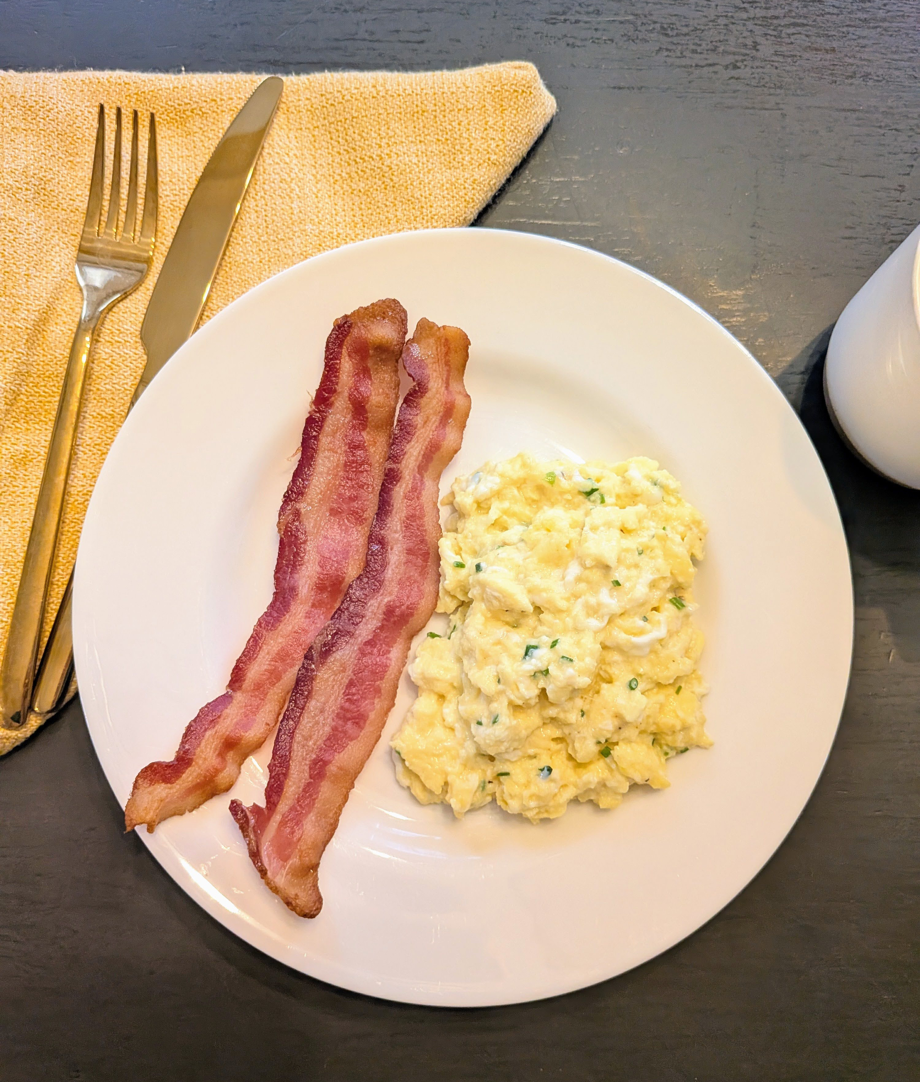eggs on plate with bacon