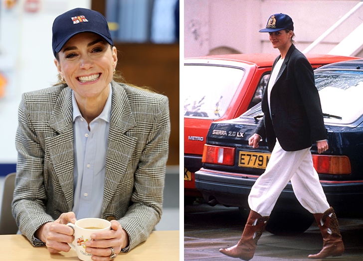 kate middleton channels princess diana baseball cap blazer 2