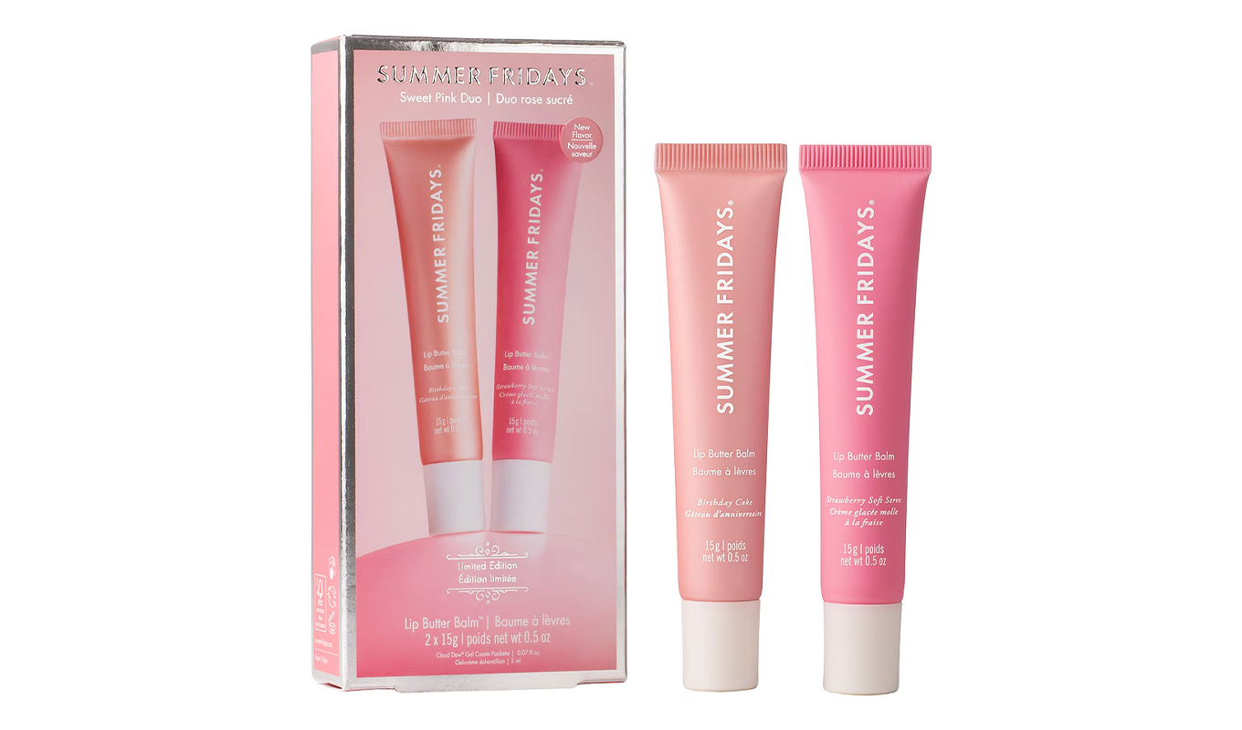 The Summer Fridays Sweet Pink Lip Butter Balm Birthday Duo.