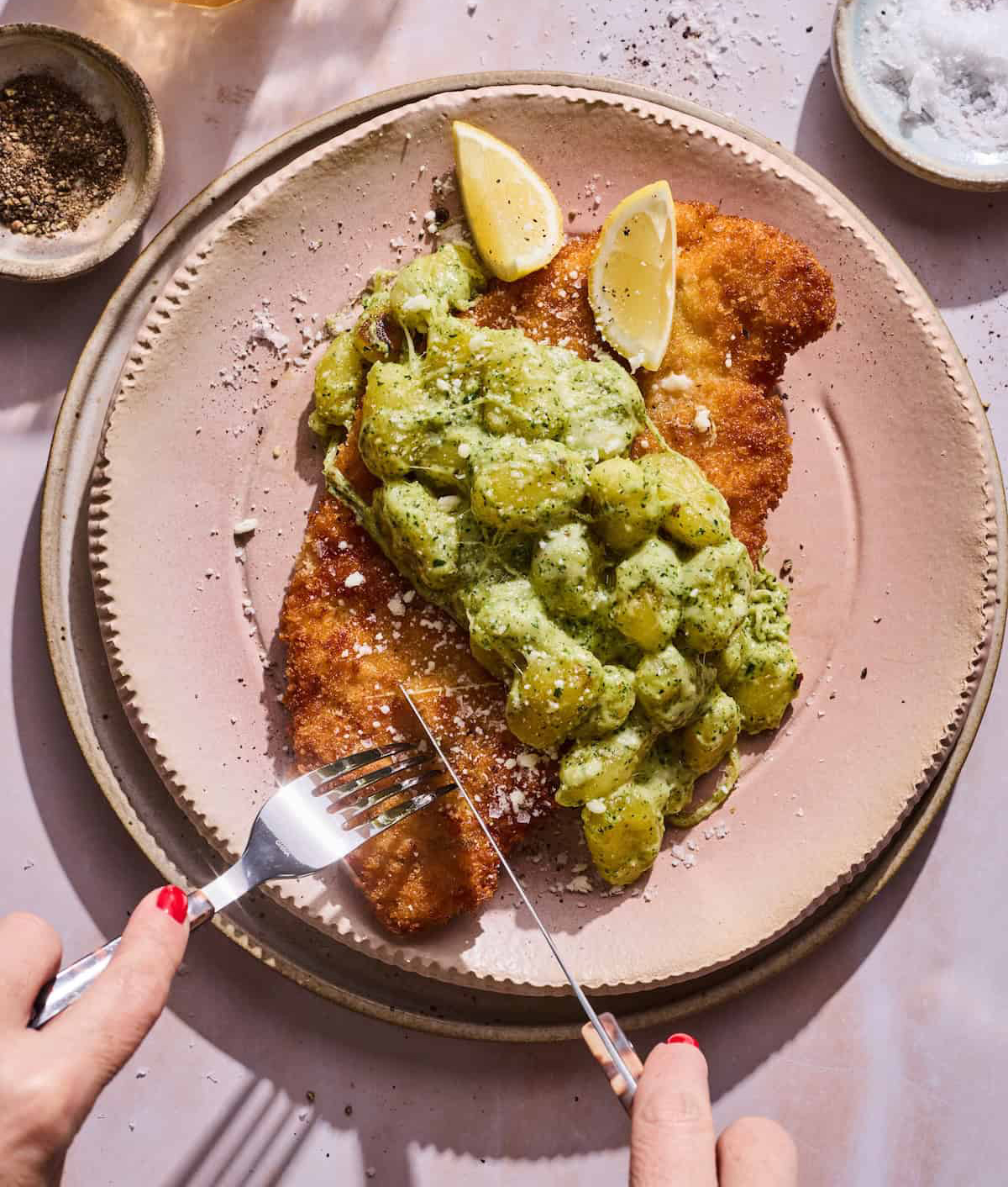 schnitzel with gnocchi