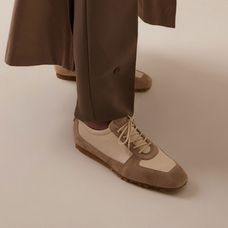 spring shoe trends aeyde suede satin sneakers