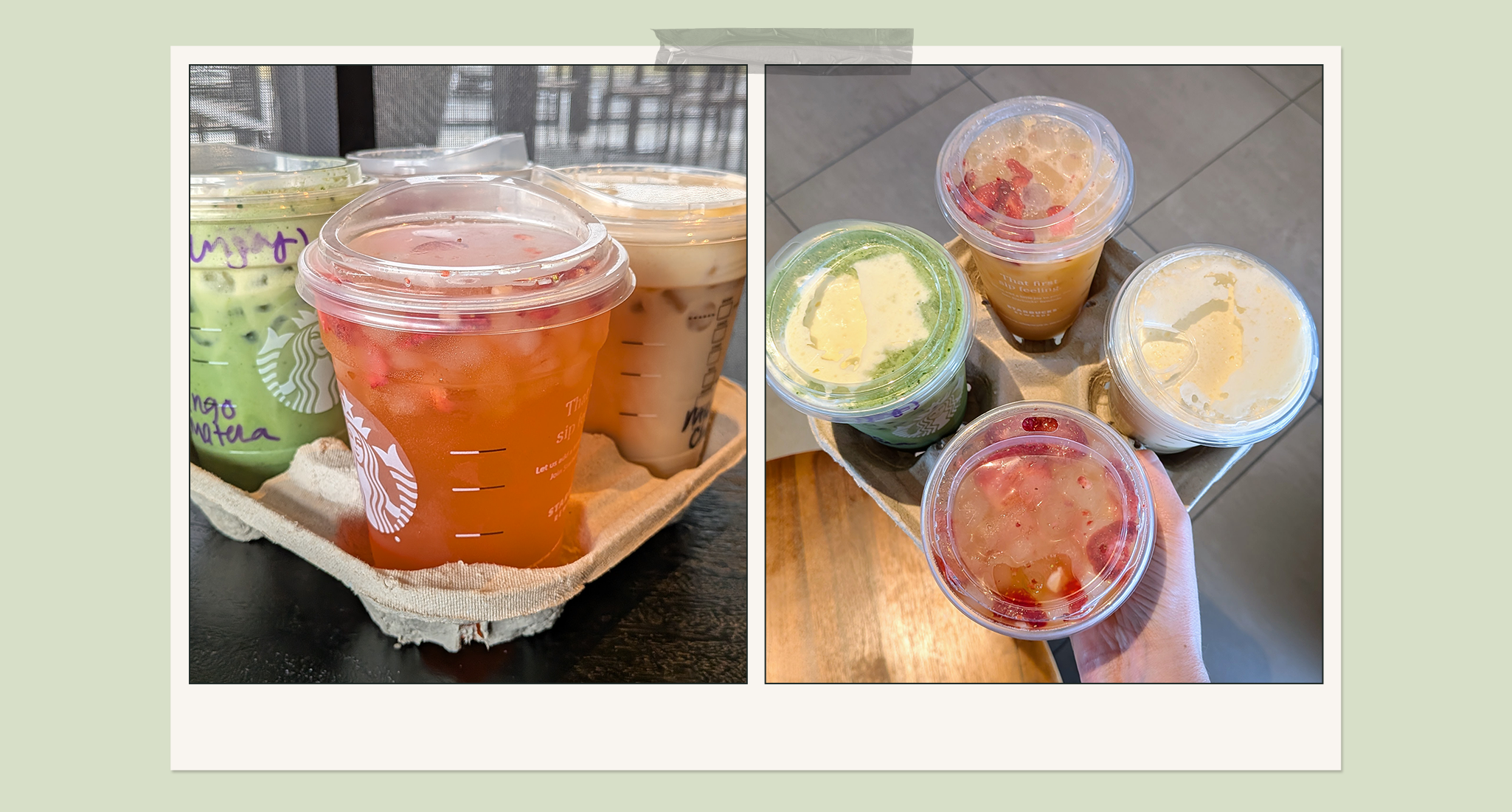 starbucks-spring-menu-2026: matcha, mango strawberry refresher