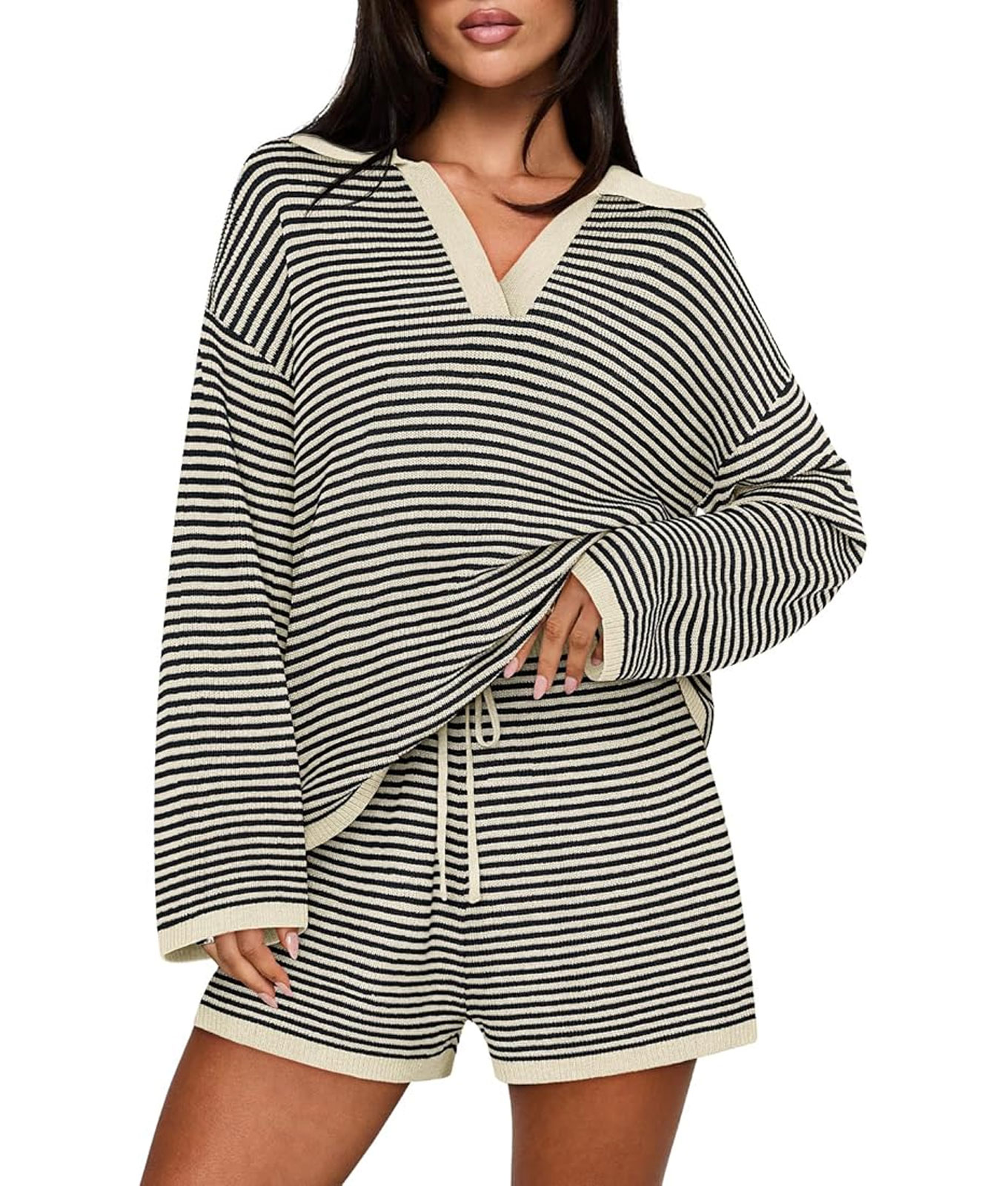 striped petite lounge set