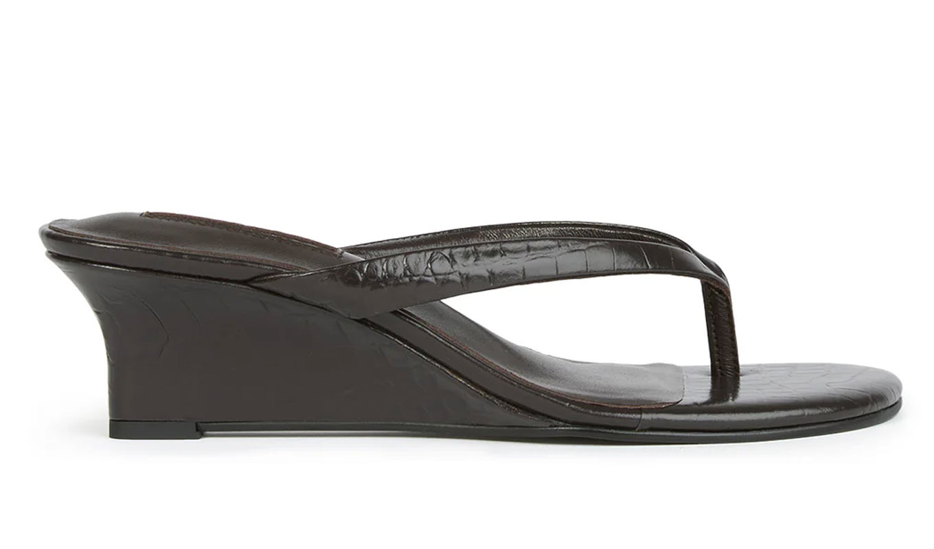 New Yorker Moving to LA Shopping List: Tony Bianco brown croc wedge flip-flops