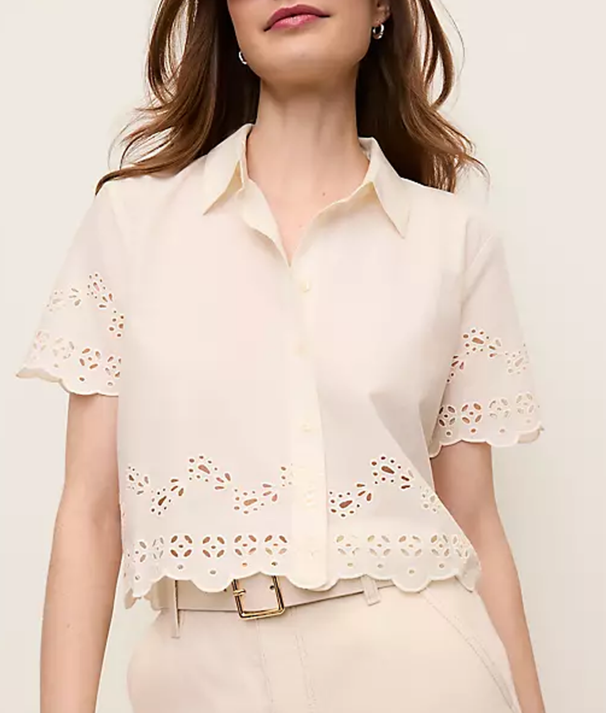 White eyelet top