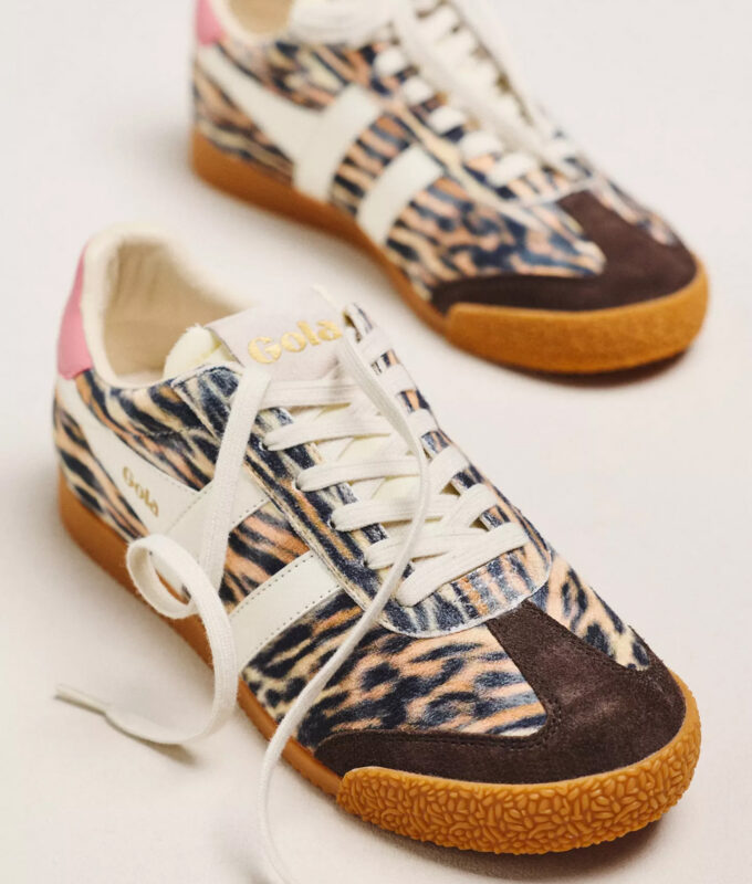 anne hathaway animal print sneakers: gola elan