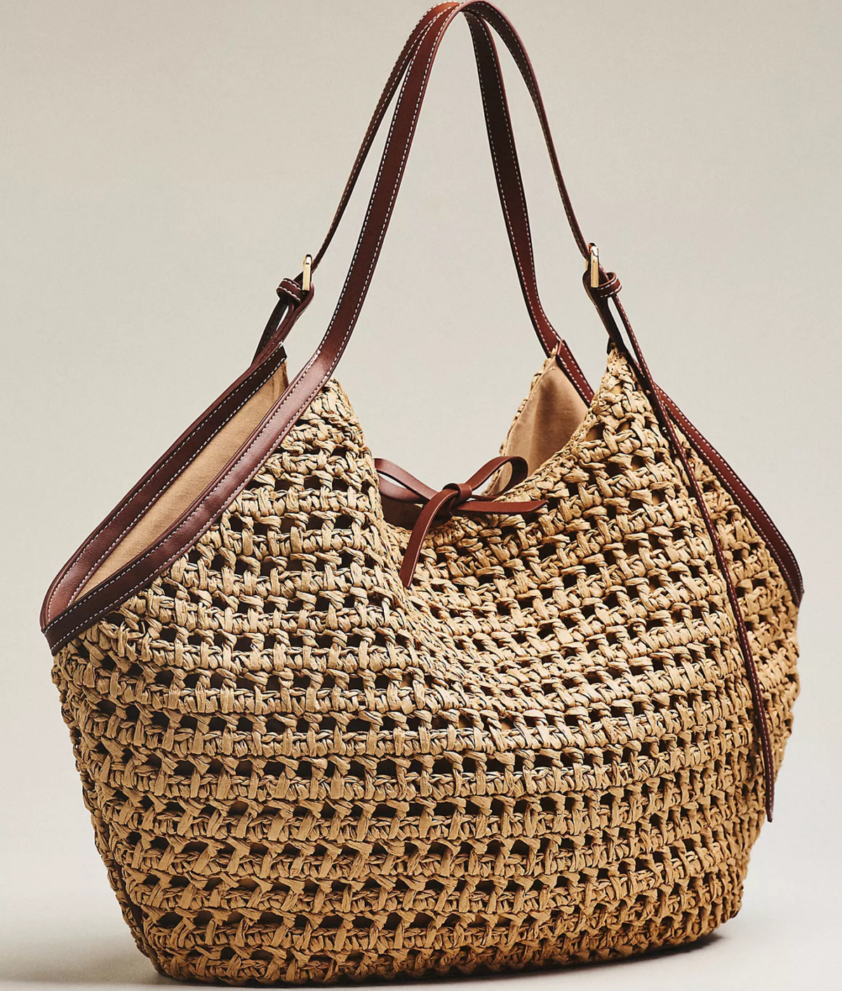 brown raffia tote bag