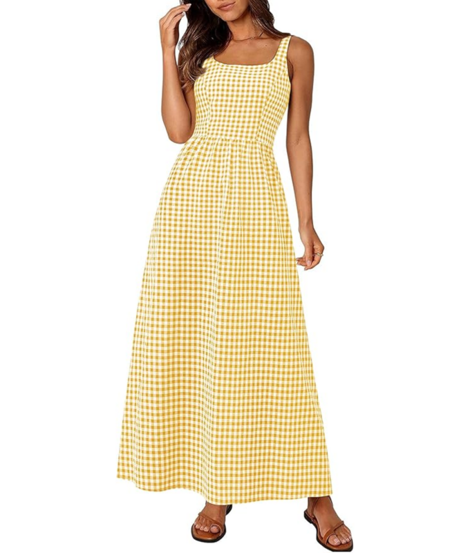 Best Amazon Dresses: Yellow Gingham Maxi Dress