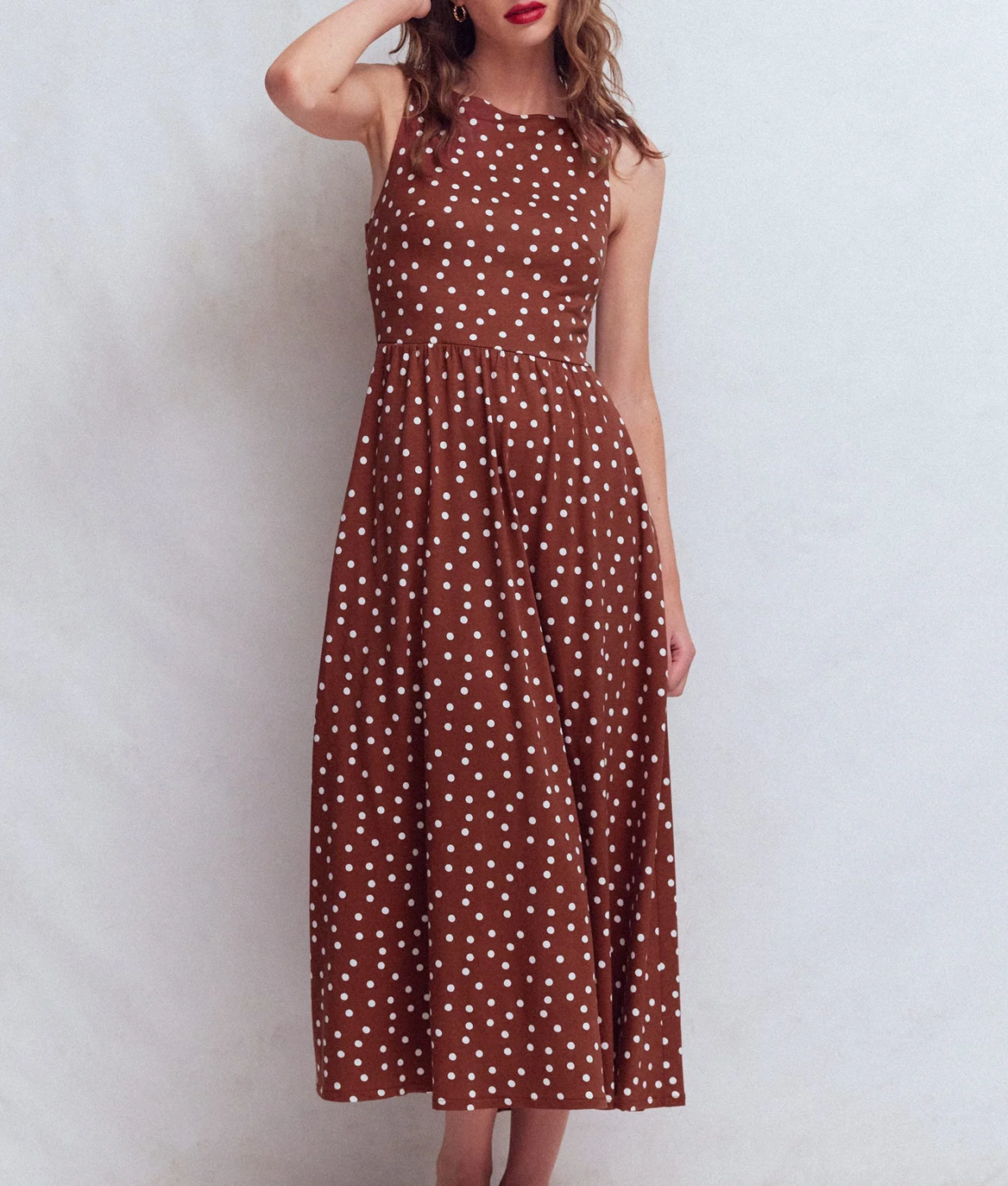 brown polka dot dress