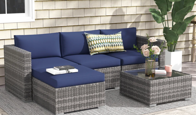 Wayfair Way Day 2026: Blue Wicker Patio Set