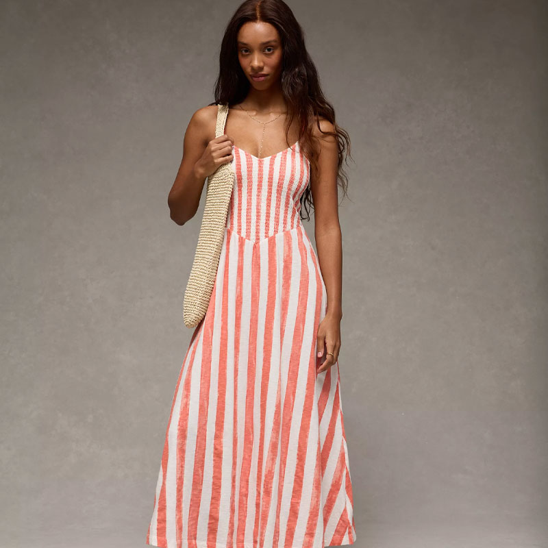 jean jacket outfits ae smocked maxi dress