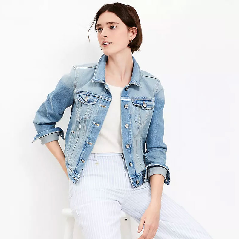 jean jacket outfits loft denim trucker