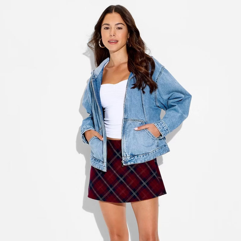 jean jacket outfits wild fable hooded denim jacket