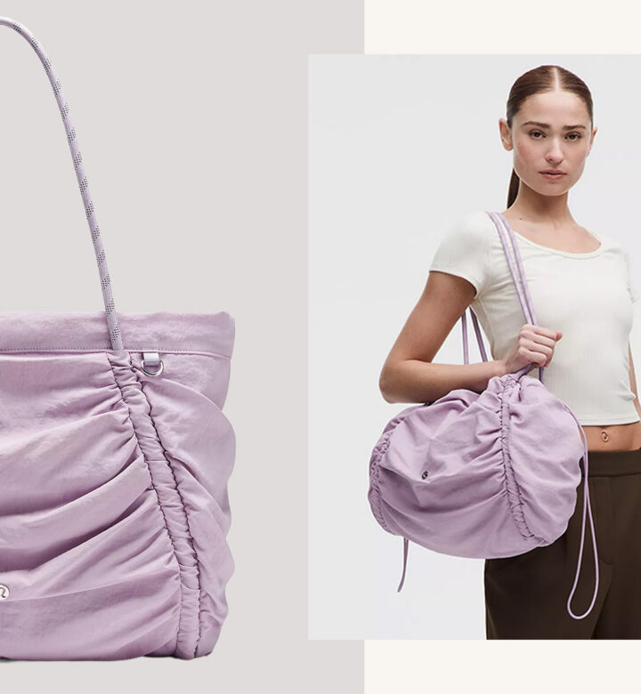 The lululemon ruched tote bag.