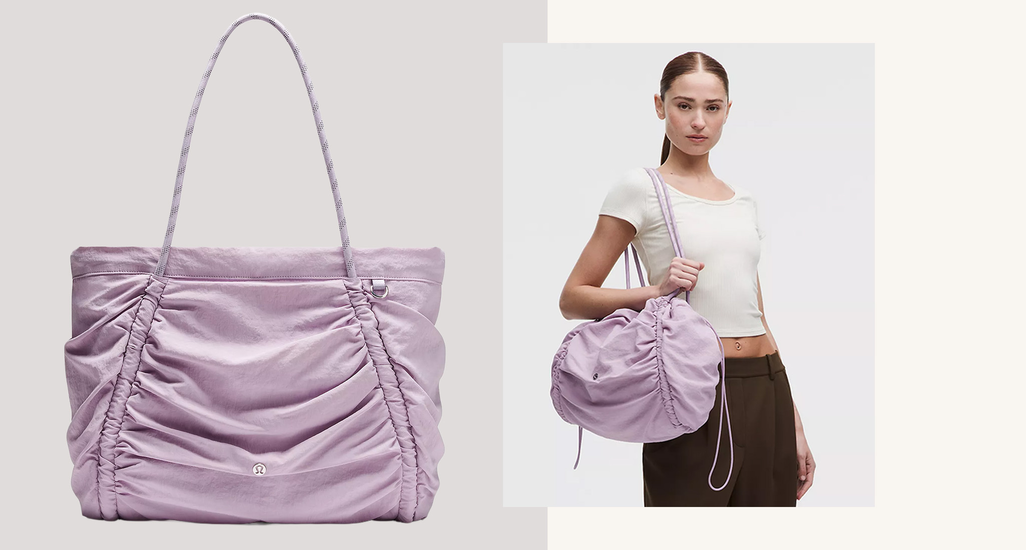 lululemon carry bag Shop lululemon's New Customizable Ruched Tote Bag