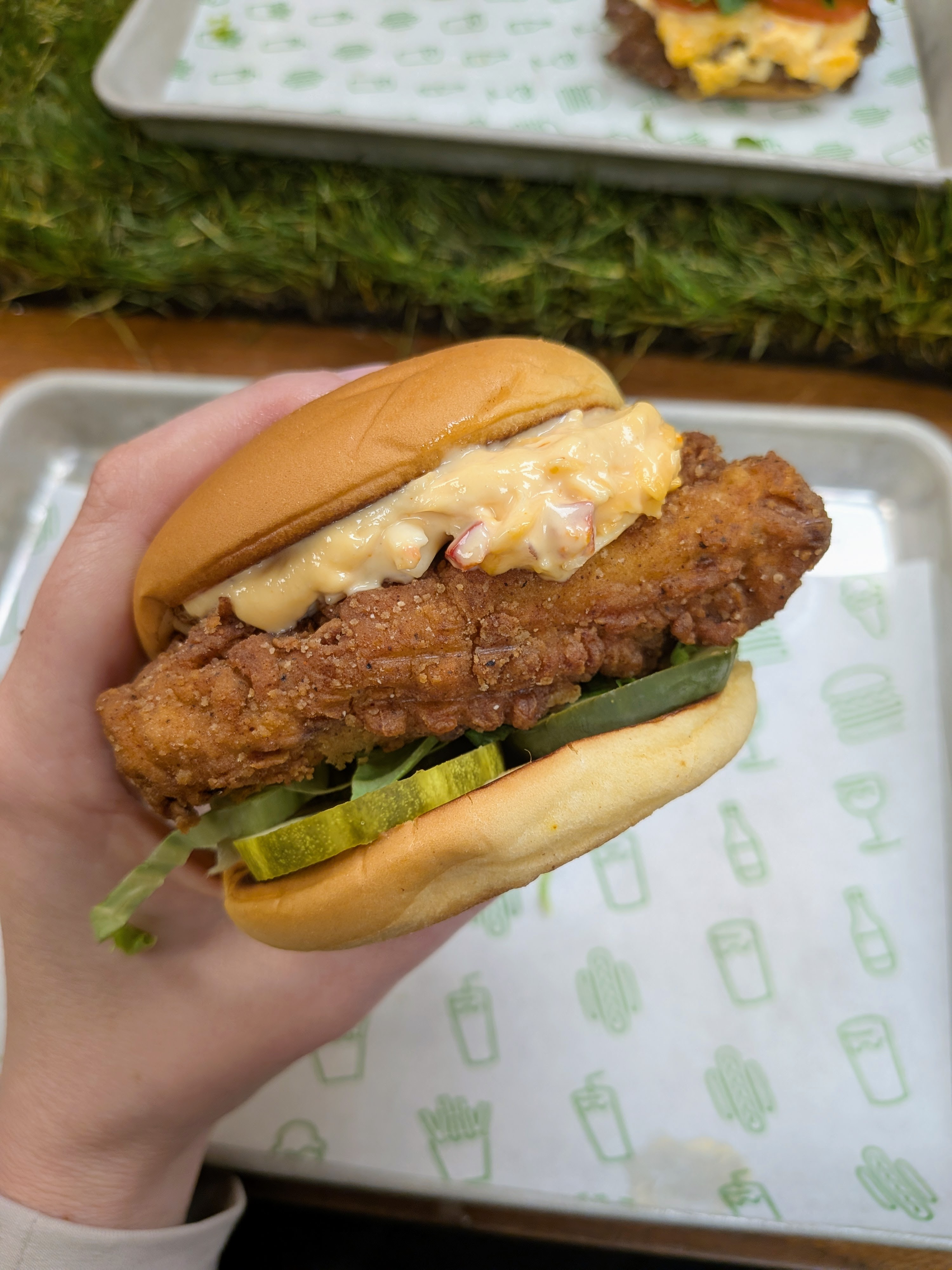 chicken pimento sandwich at shake shack