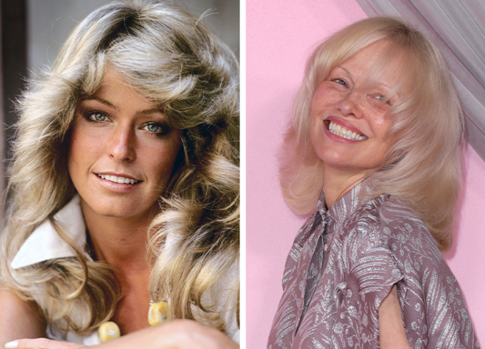 pamela anderson farrah fawcett hair