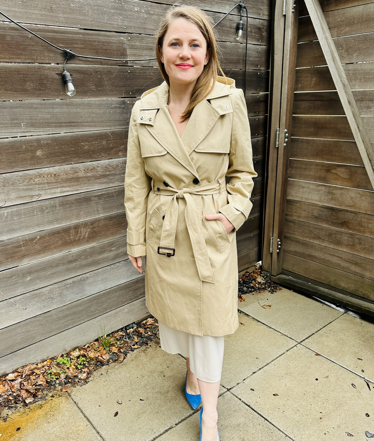 rules for wearing a trench coat: varying hem lengths