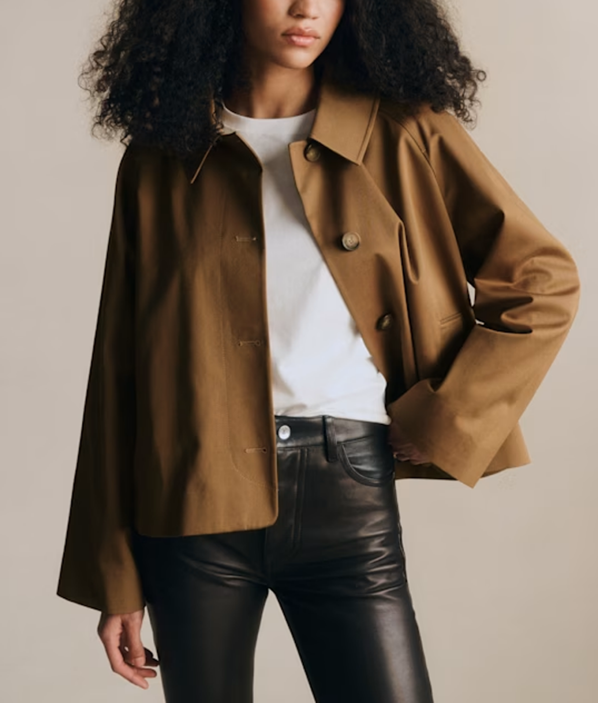 brown cropped trench