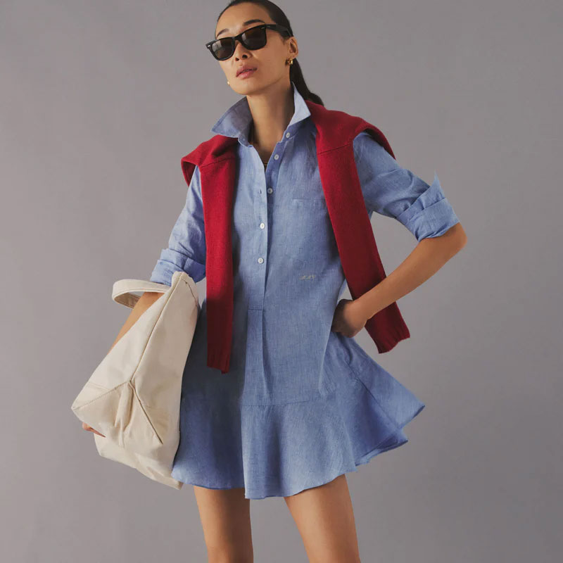 styling adidas shoes tuckernuck chambray shirt dress