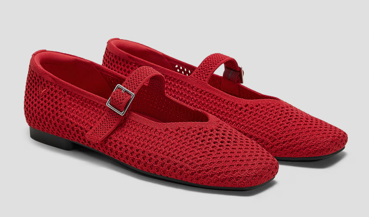 Red Mary Jane flats