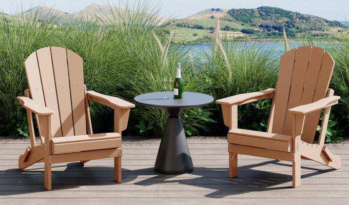 The Wade Logan Laguna Foldable Outdoor Adirondack Set of 2.