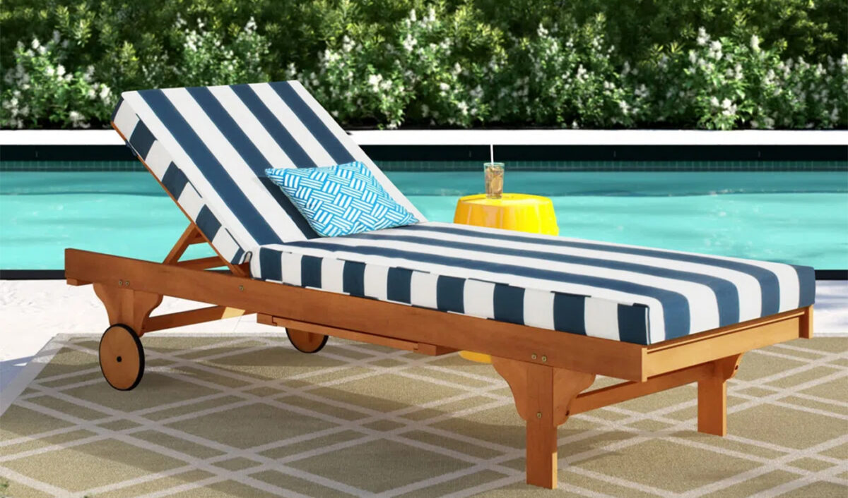 The Sol 72 Outdoor Alvah Eucalyptus Wood Chaise Lounge.