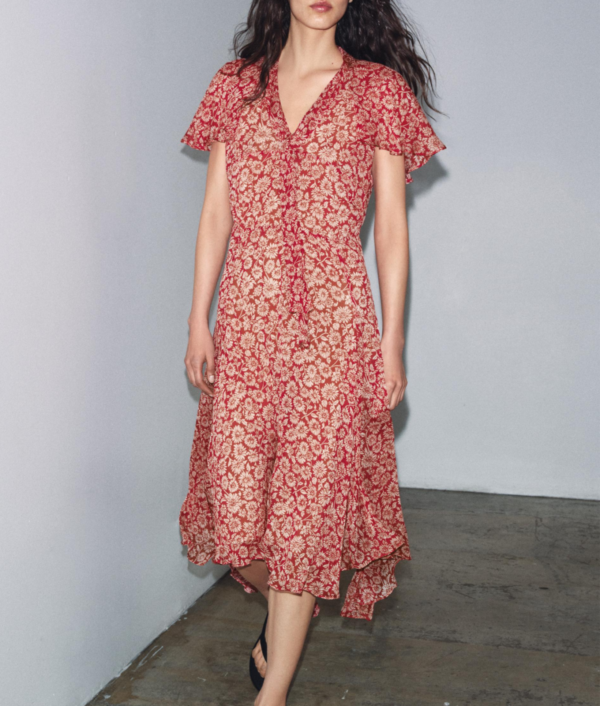 Red floral dress
