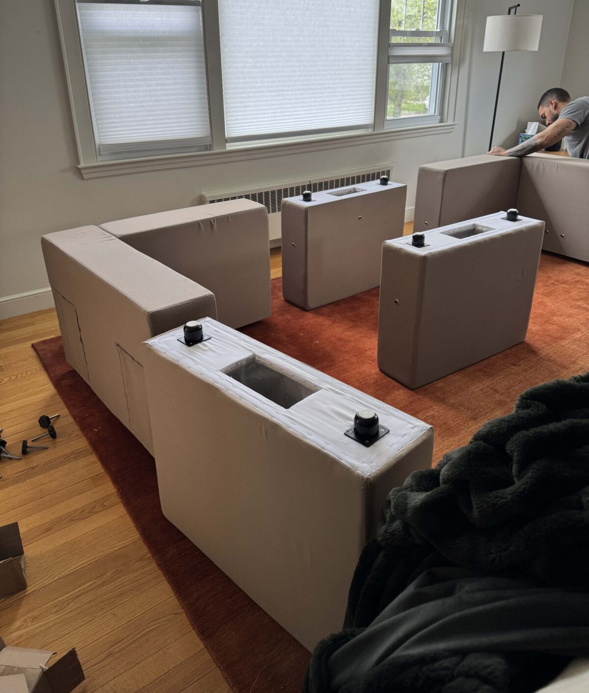 setting up sofa