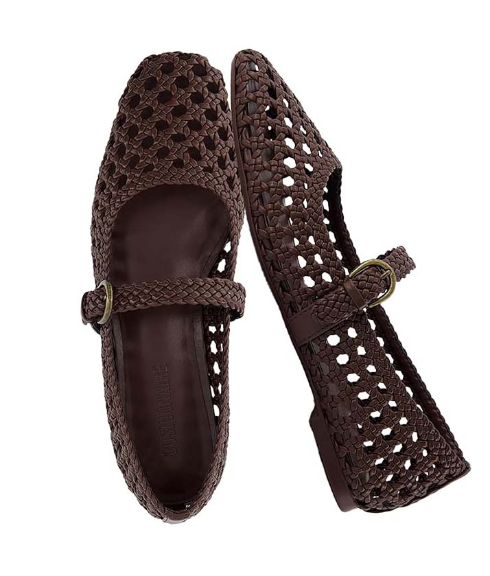 woven mary jane flats