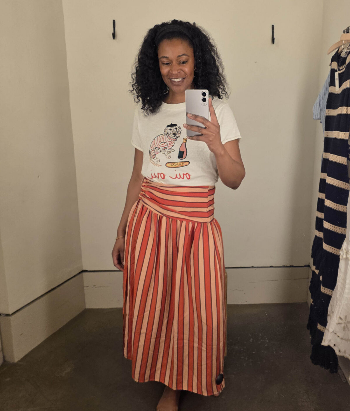 midi skirt with stripes