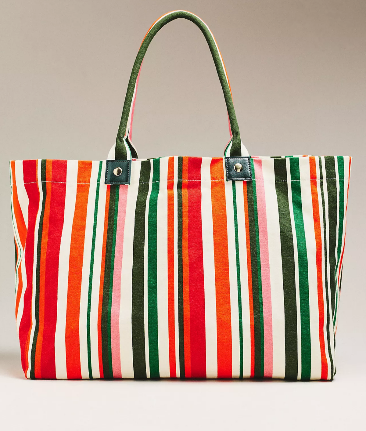 Anthropologie Fashionably Early Fall Sale 2026: red, green, white striped tote bag