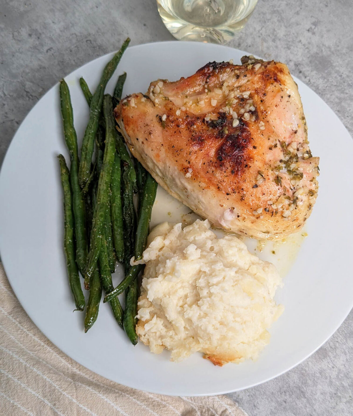 ina garten's lemon chicken with mashed potatoes and green beans