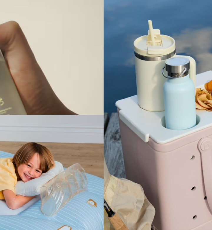 summer tanning spray, travel bed and bogg bag with topper