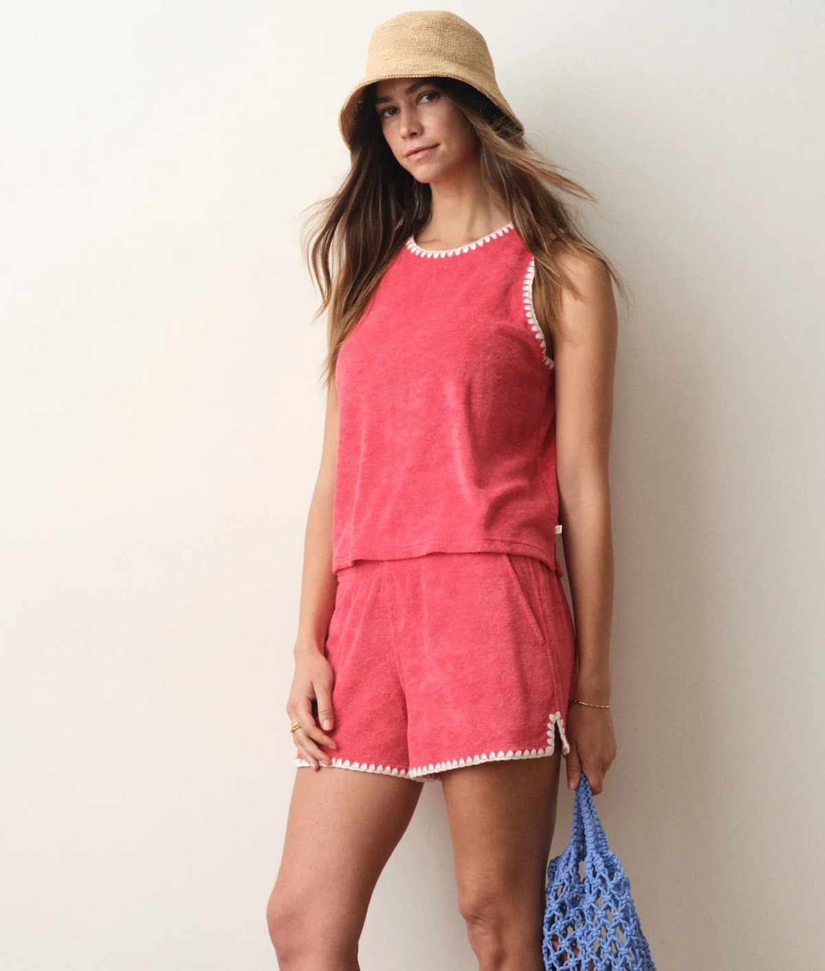Terry Cloth Coverup Sets: Marine Layer Red Tank Short Set