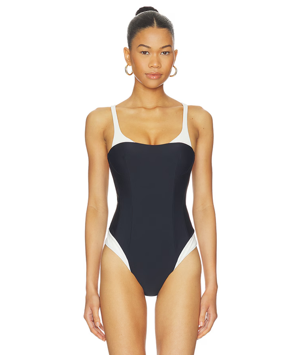 Black and white layered one-piece