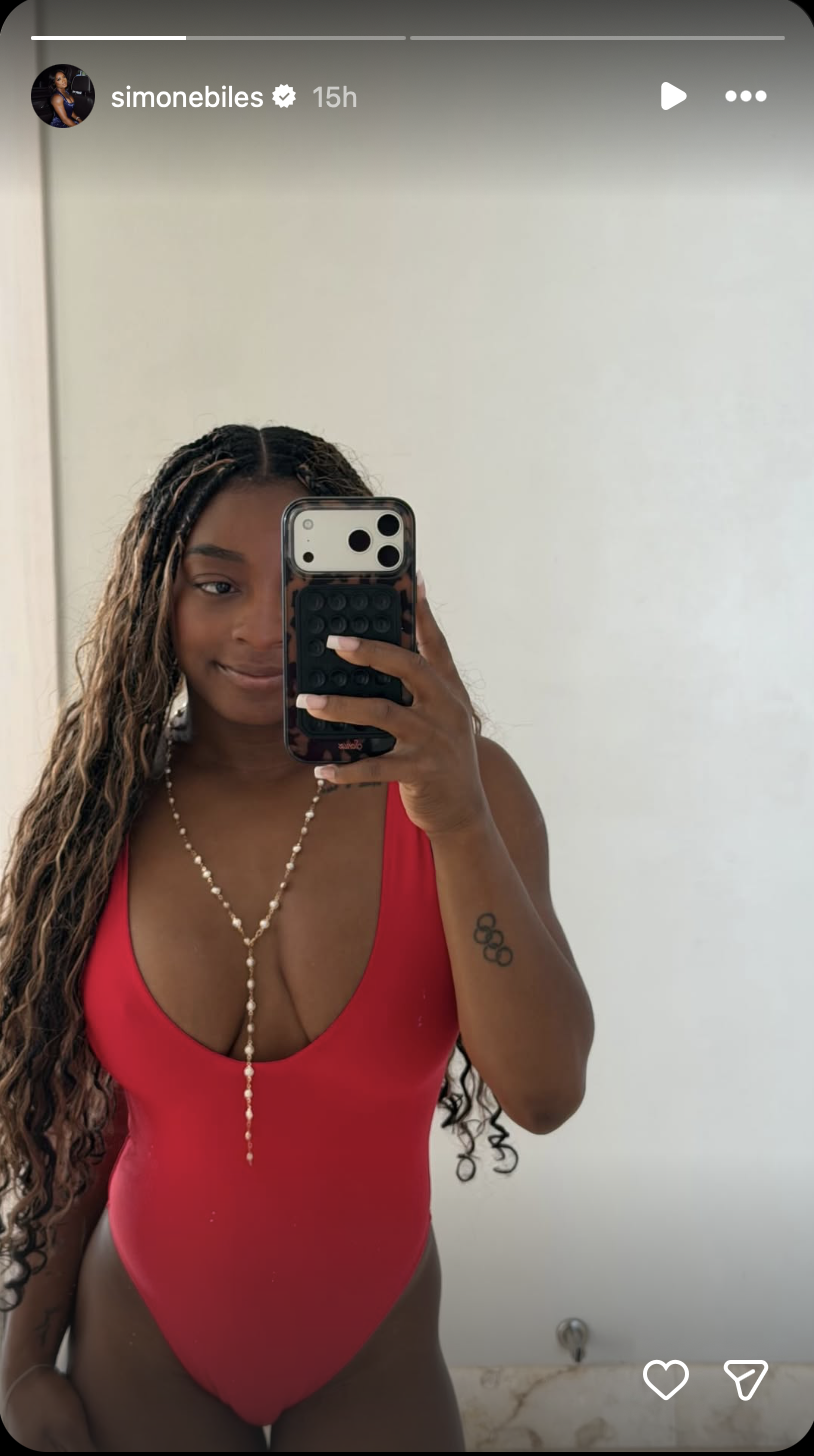 Simone Biles Red Swimsuit