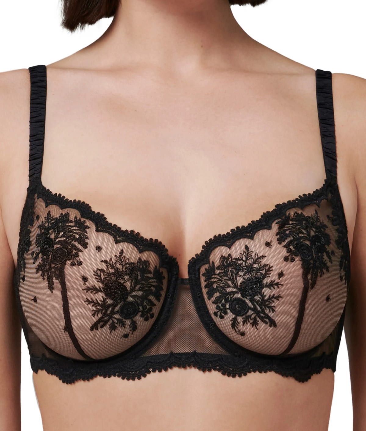 Off Campus Bras: Simone Perele black lace sheer bra