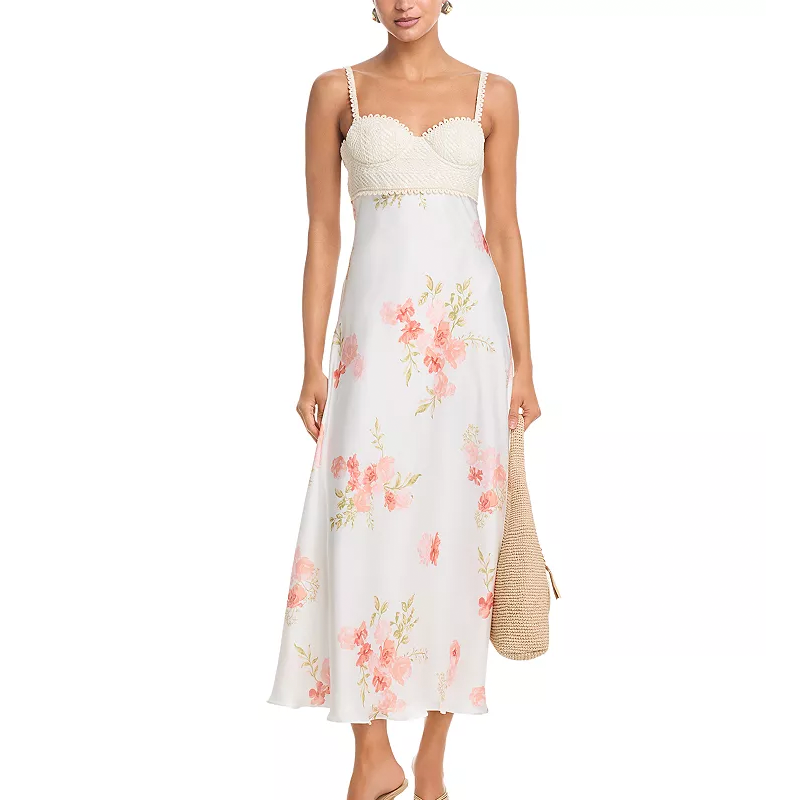 aqua white floral slip