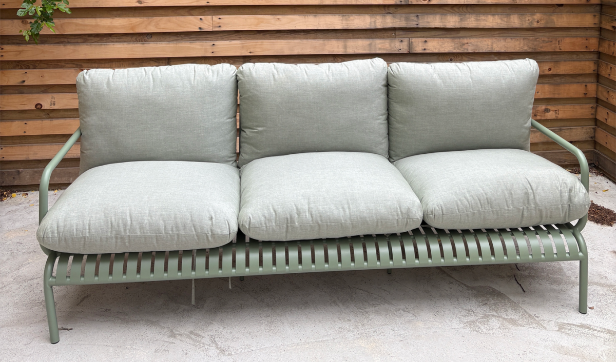 Article Sarek Outdoor Sofa Review: Original photo of green sofa by Sally Herrod