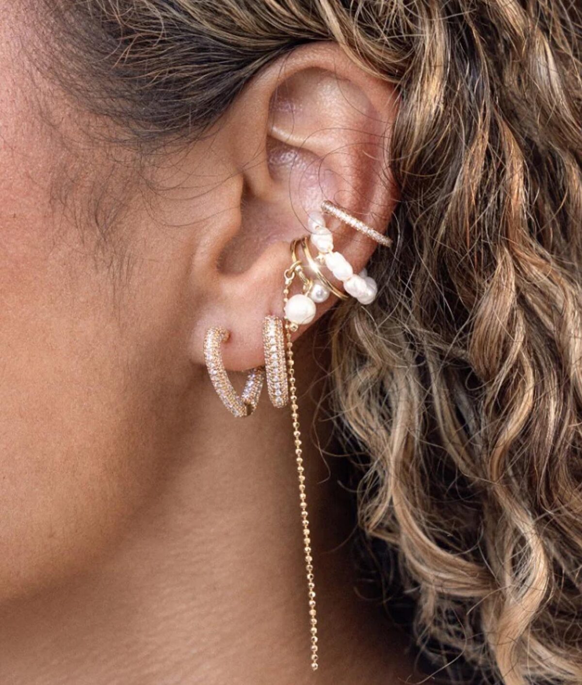 The Ettika Pearl Drama Ear Cuff Set.