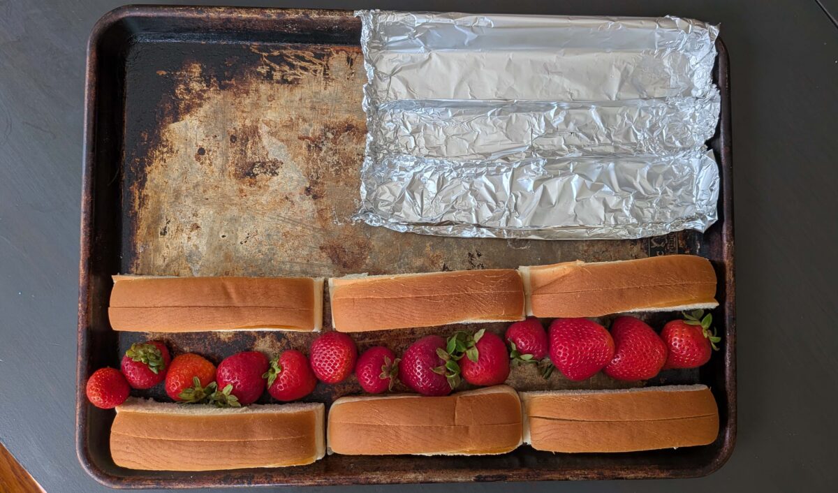 set up american flag grazing board, starting with foil