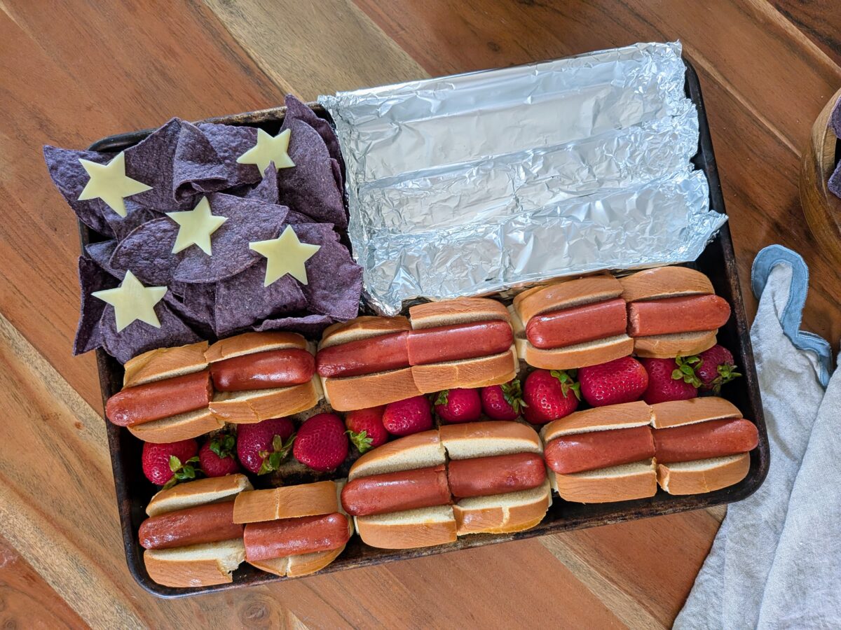 assembling hot dog board for july 4th
