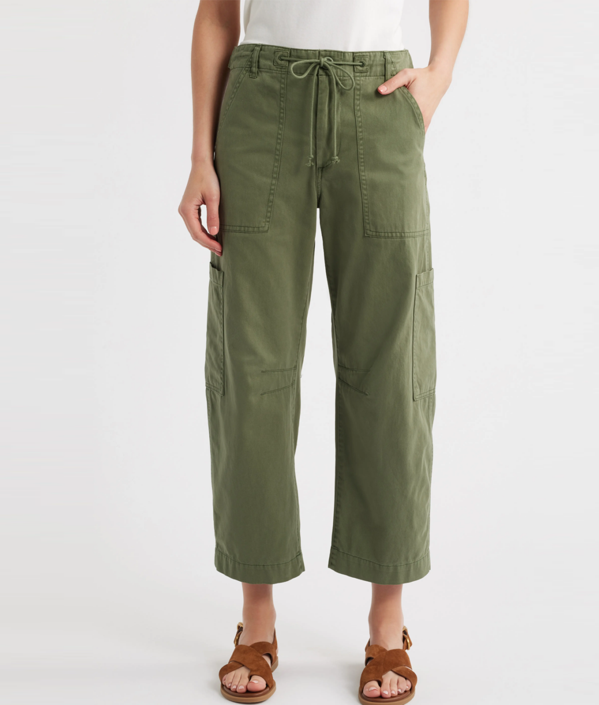 LA Green Cargo Pants Trend: Pistola Green Barrel Utility Pants