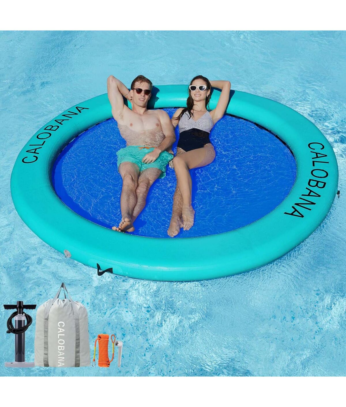 round water hammock in pool