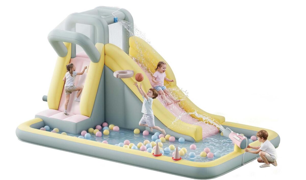 water slide bounce house with ball pit
