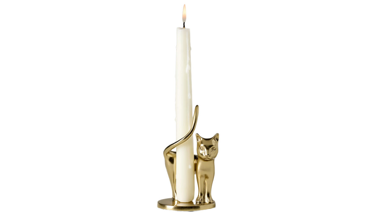 The Anthropologie Gold Cat Candleholder.